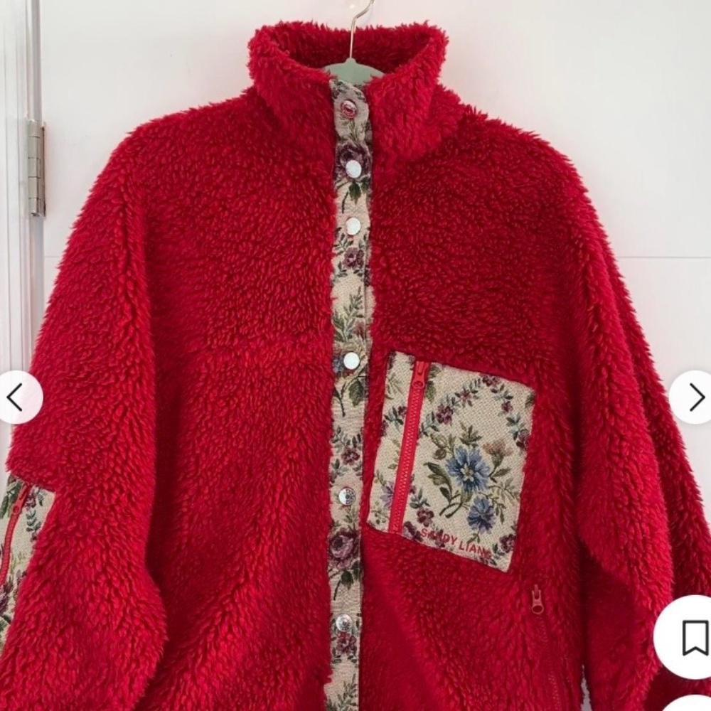 Sandy Liang Women’s Boxbox Red Fleece Jacket